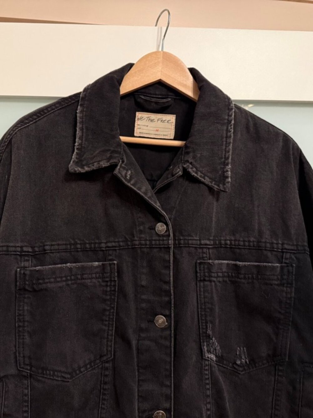 NWOT - Free People - We The Free - Opal Swing Denim Jacket - Black - Sz M - Picture 6 of 8